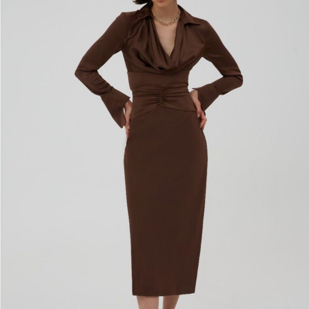 C/MEO Collective Brown Top and Midi Skirt set